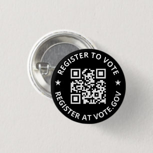 Register to vote scannable custom QR Code black Button