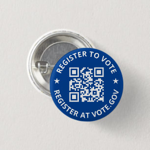 Register to vote scannable custom QR Code blue Button
