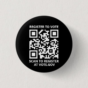 Register to vote scannable QR Code custom black Button