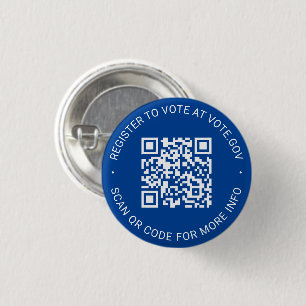 Register to vote scannable QR Code custom blue Button