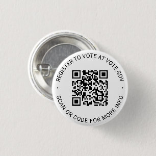 Register to vote scannable QR Code custom white Button