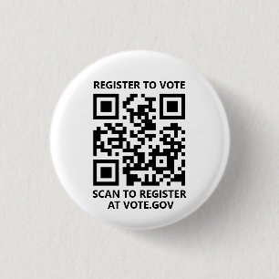 Register to vote scannable QR Code custom white Button