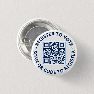 Register to vote scannable QR Code white navy Button
