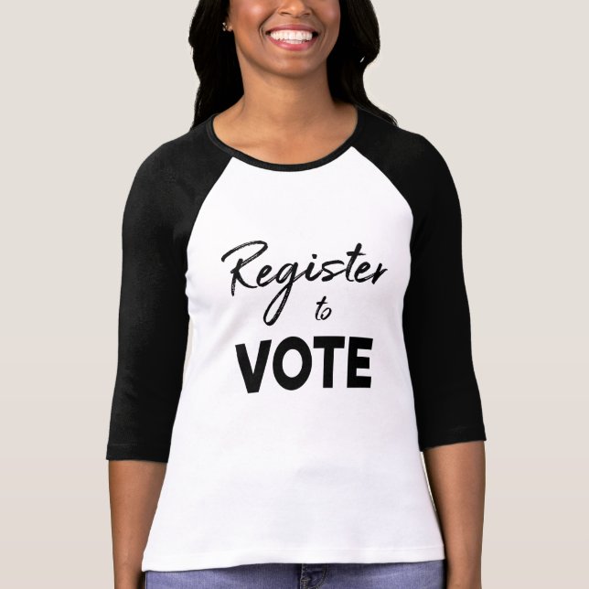 Register to Vote, stylish black typography T-Shirt (Front)