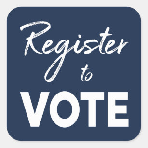 Register to Vote, stylish white typography on navy Square Sticker