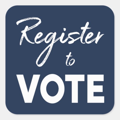 Register to Vote stylish white typography on navy Square Sticker