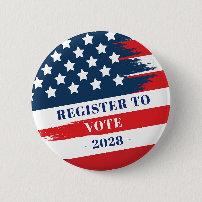 Register to Vote US Flag Button (Front)
