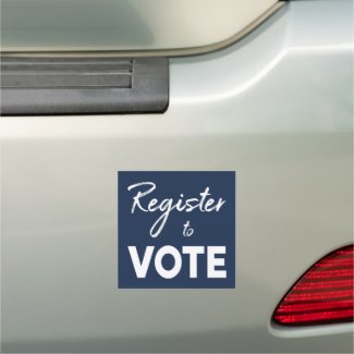 Register to Vote, white typography on navy blue Car Magnet
