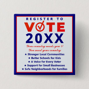 Register Vote 2026 Patriotic Nonpartisan Campaign Button