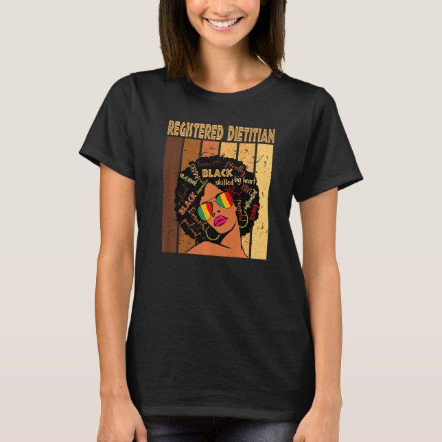 Registered Dietitian Afro African Women Black Hist T-Shirt (Front)