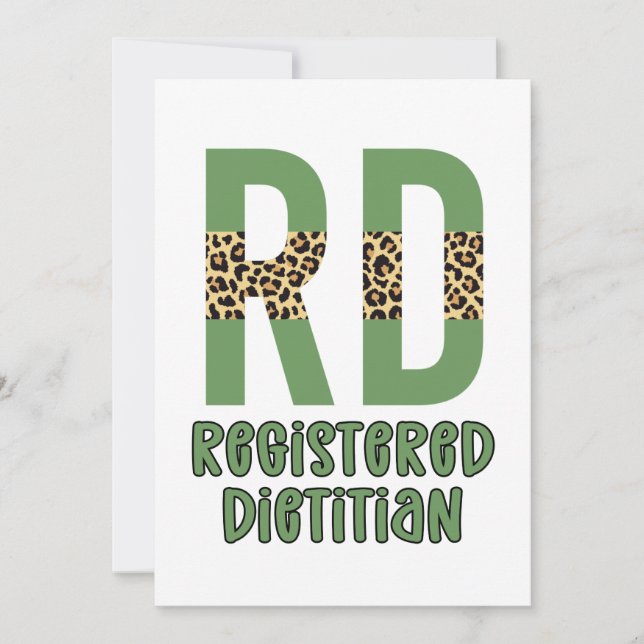Registered Dietitian Cheetah print RD Gifts Card (Front)