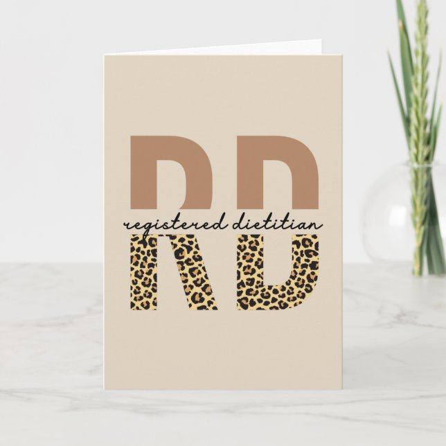 Registered Dietitian Cheetah print RD Gifts Card (Front)