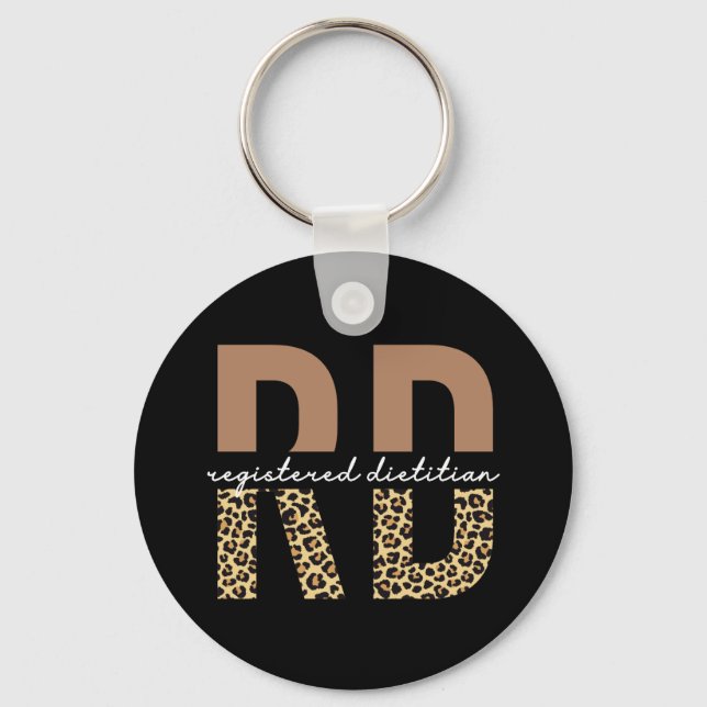Registered Dietitian Cheetah print RD Gifts Keychain (Front)