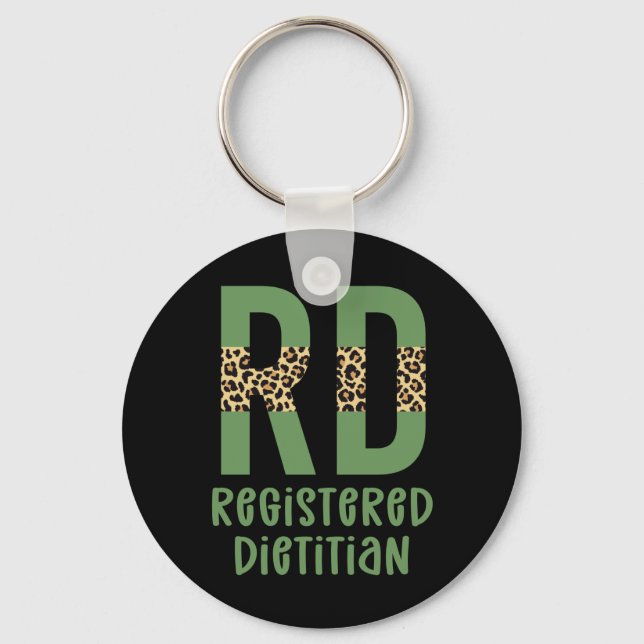 Registered Dietitian Cheetah print RD Gifts Keychain (Front)