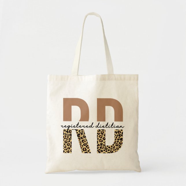 Registered Dietitian Cheetah print RD Gifts Tote Bag (Front)