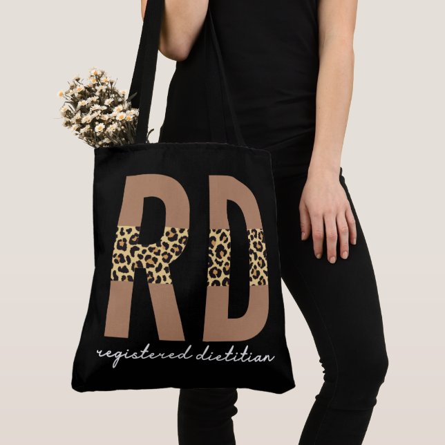 Registered Dietitian Cheetah print RD Gifts Tote Bag (Close Up)