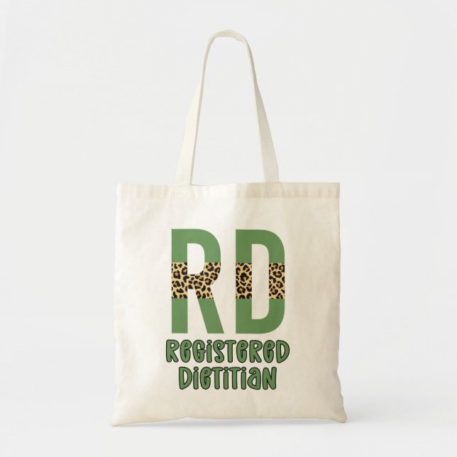 Registered Dietitian Cheetah print RD Gifts Tote Bag (Front)