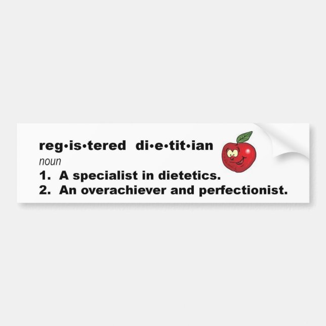 Registered Dietitian Definition Bumper Sticker (Front)