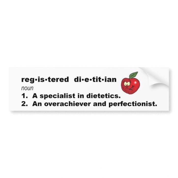 Registered Dietitian Definition Bumper Sticker