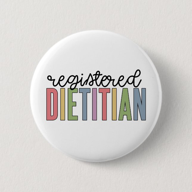 Registered Dietitian Multicolored RD Gifts Button (Front)