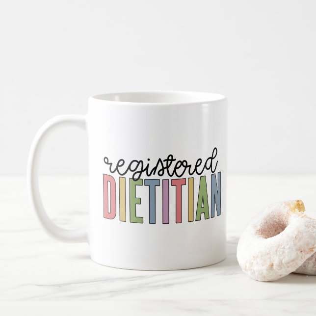 Registered Dietitian Multicolored RD Gifts Coffee Mug (With Donut)