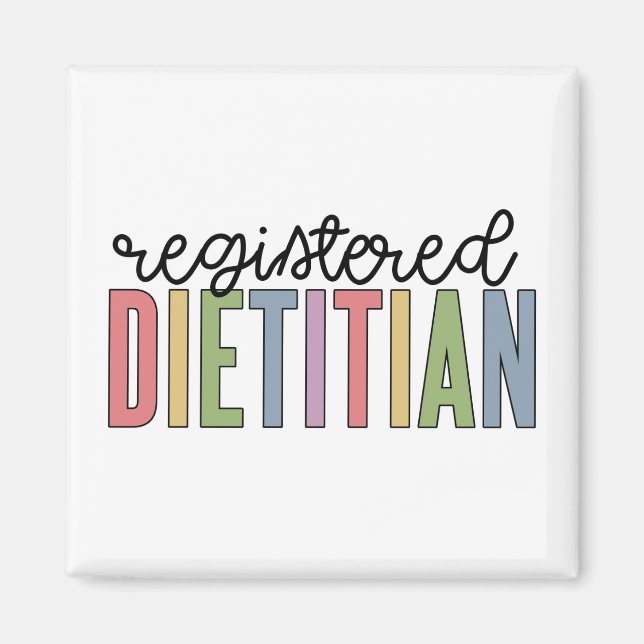 Registered Dietitian Multicolored RD Gifts Magnet (Front)