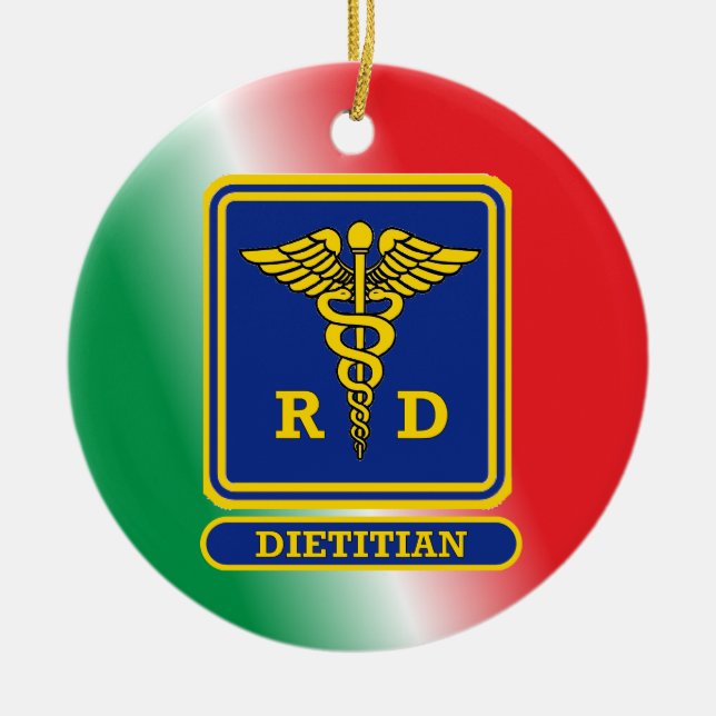 Registered Dietitian Shield Custom Ceramic Ornament (Front)