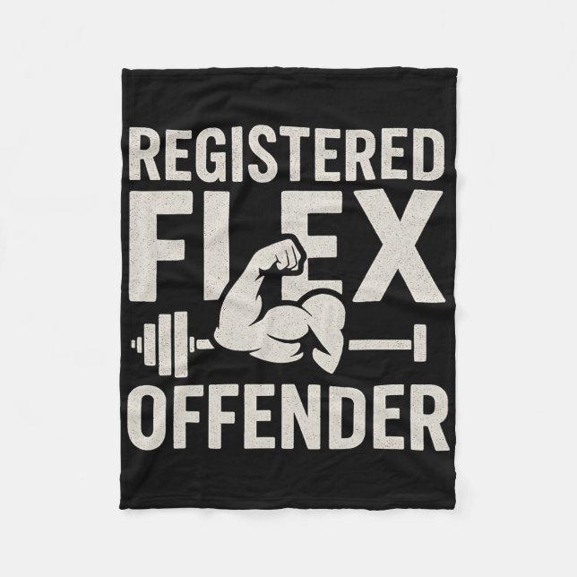 Registered Flex Offender Funny Gym Workout Bodybui Fleece Blanket (Front)