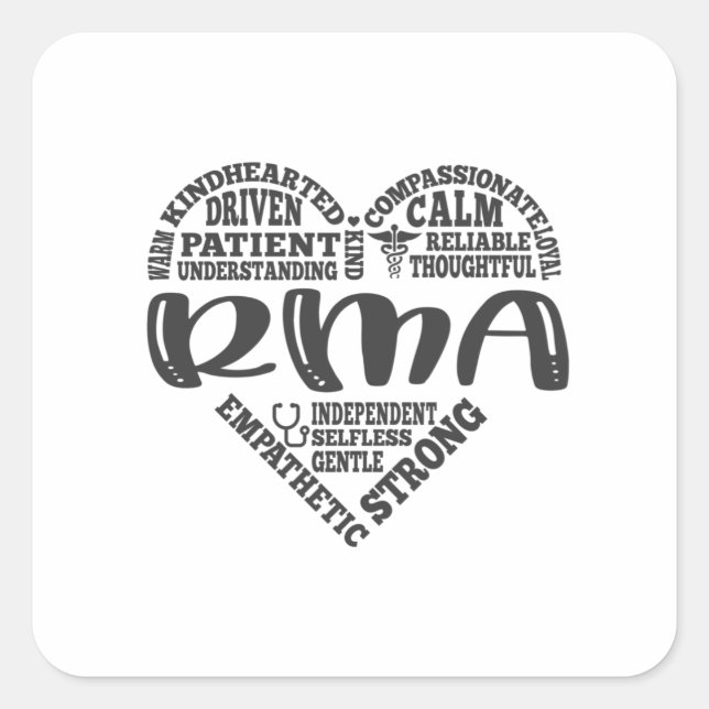 Registered medical assistant, rma square sticker (Front)