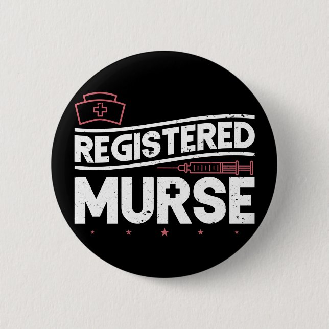 Registered Murse Funny Murse Male Nurse Man Button (Front)
