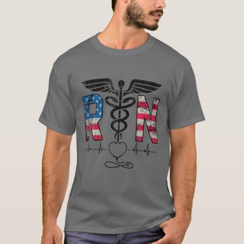 Registered Nurse American Flag Patriotic Medical W T_Shirt