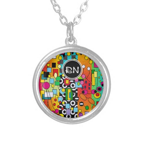 Registered Nurse Artsy Abstract Gifts Silver Plated Necklace