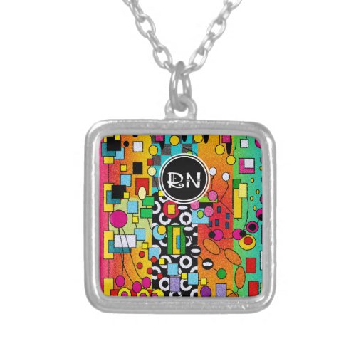 Registered Nurse Artsy Abstract Gifts Silver Plated Necklace