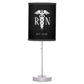 Registered Nurse Black White Caduceus Medical Table Lamp (Front)