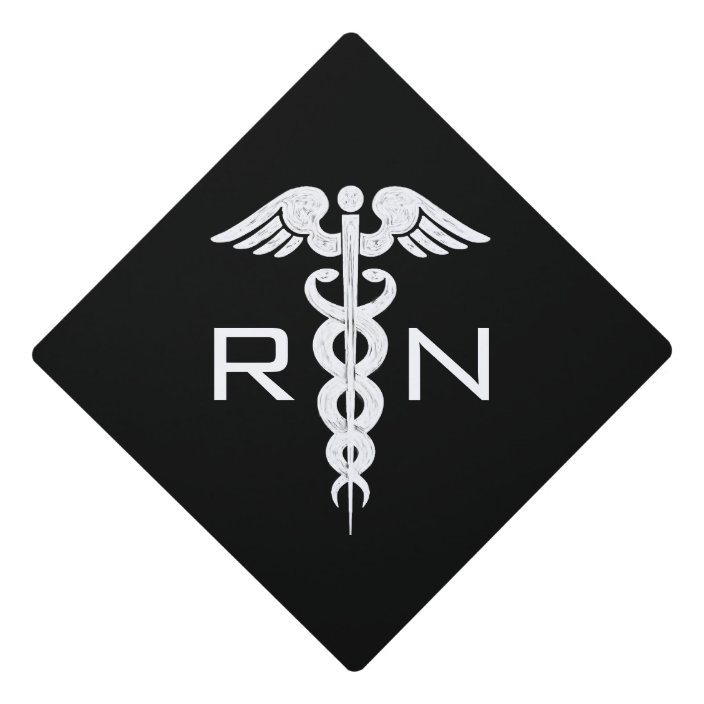 Registered Nurse Black White Caduceus Symbol Graduation Cap Topper ...