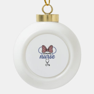 Registered Nurse Bow Stethoscope Vintage Graphic_1 Ceramic Ball Christmas Ornament