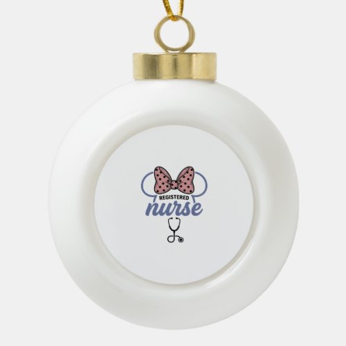 Registered Nurse Bow Stethoscope Vintage Graphic_1 Ceramic Ball Christmas Ornament