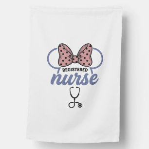Registered Nurse Bow Stethoscope Vintage Graphic_1 House Flag