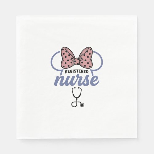 Registered Nurse Bow Stethoscope Vintage Graphic_1 Napkins