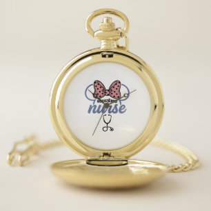 Registered Nurse Bow Stethoscope Vintage Graphic_1 Pocket Watch