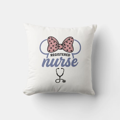 Registered Nurse Bow Stethoscope Vintage Graphic_1 Throw Pillow