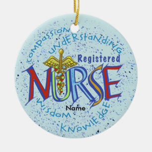 Registered Nurse Caduceus Ceramic Ornament