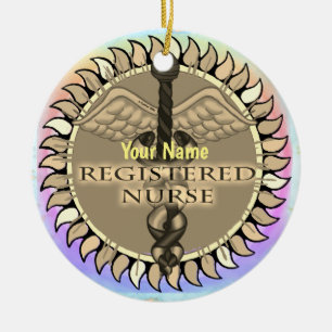 Registered Nurse Caduceus Ceramic Ornament