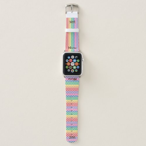 Registered Nurse Customizable Rainbow Checkered Apple Watch Band