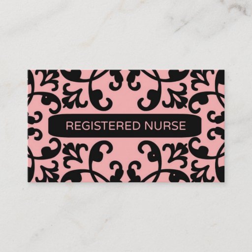 Customizable Registered Nurse Damask Business Card