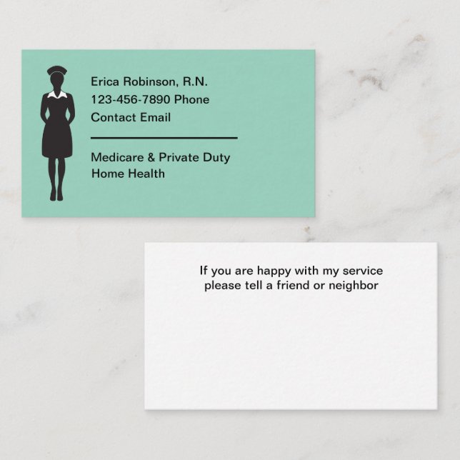 Registered Nurse Easy To Read Business Cards (Front/Back)