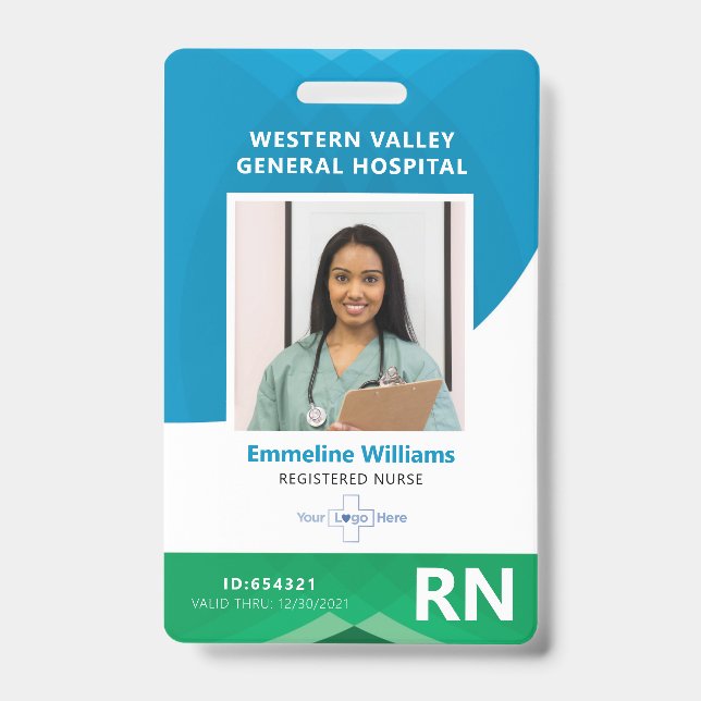 Registered Nurse Employee Photo ID Security Badge (Front)