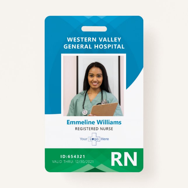 Registered Nurse Employee Photo ID Security Badge (Front)
