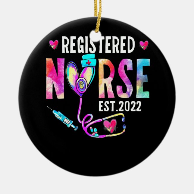 Registered Nurse Est. 2022 Nursing RN Graduation Ceramic Ornament (Front)