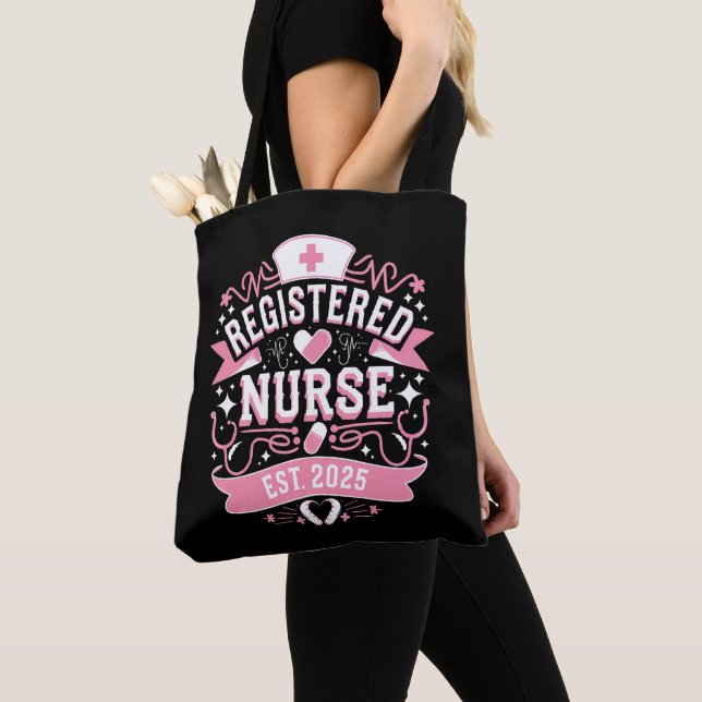 Registered Nurse Est 2025 Nursing Student Tote Bag (Close Up)